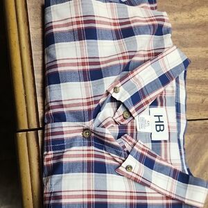 Casual Blue and Red Plaid Button Down Shirt